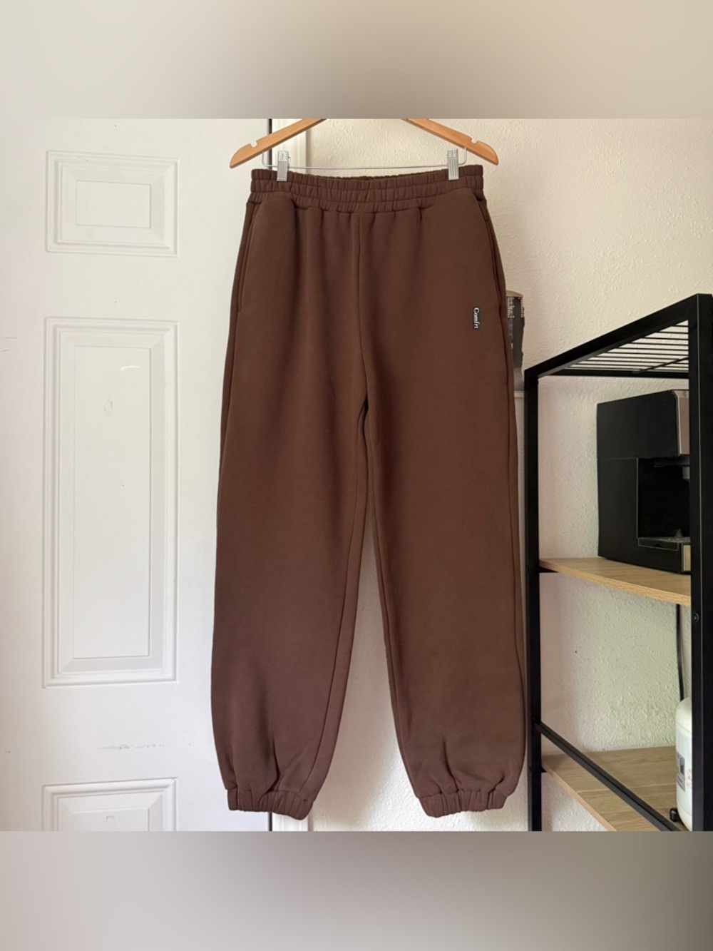 COMFRT brown cotton fleece soft lounge pull on jogger sweat pants